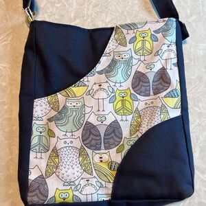 Locally Handcrafted Owl Patterned Navy Shoulder/Crossbody Bag
